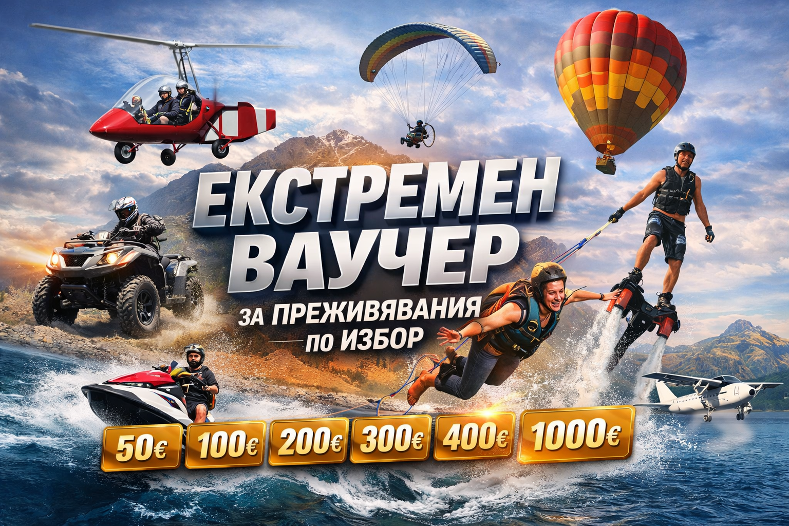 Екстремен ваучер за преживявания по избор - Екстремен ваучер за преживявания по избор